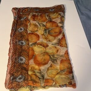 DOLCE and GABBANA orange, blue, golds silk chiffon big scarf